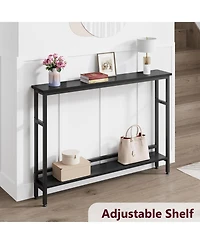 gaomon Sofa Table, 2 Tier Skinny Console Table with Adjustable Shelf, Slim Behind Couch for Living Room