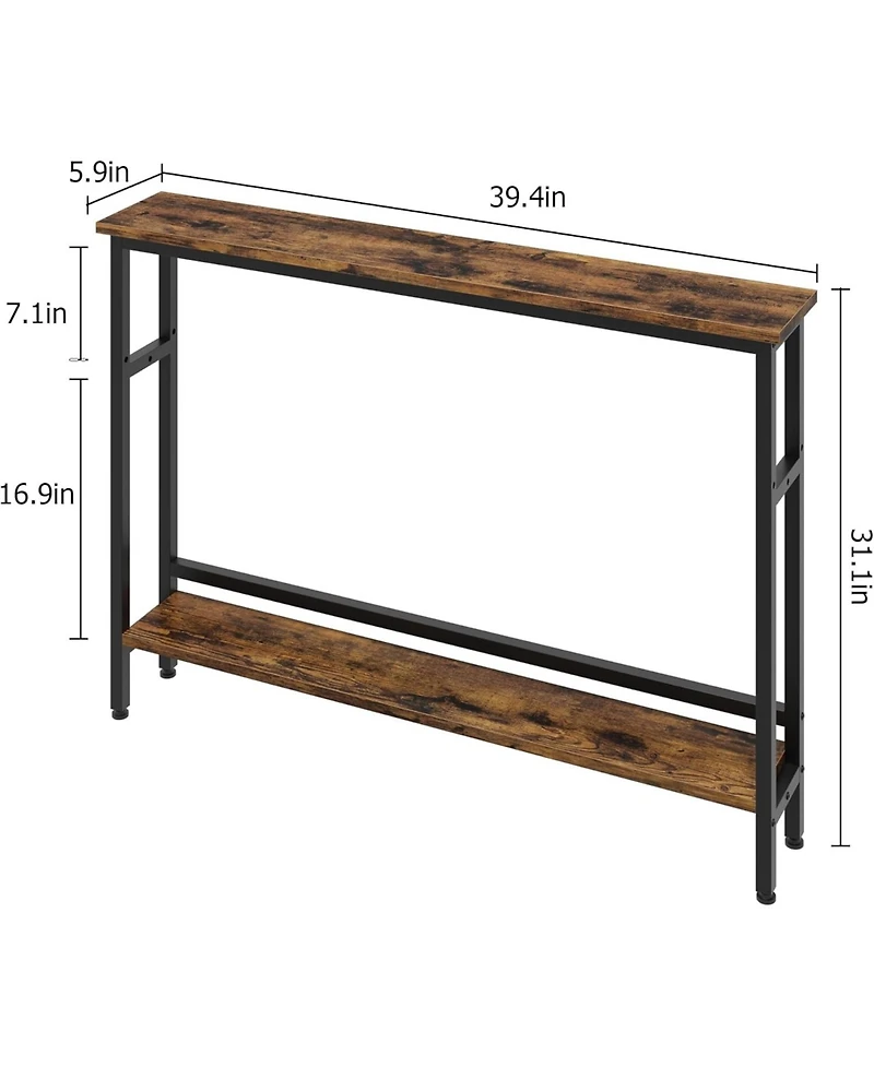 gaomon Sofa Table, 2 Tier Skinny Console Table with Adjustable Shelf, Slim Behind Couch Table for Living Room