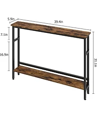 gaomon Sofa Table, 2 Tier Skinny Console Table with Adjustable Shelf, Slim Behind Couch Table for Living Room
