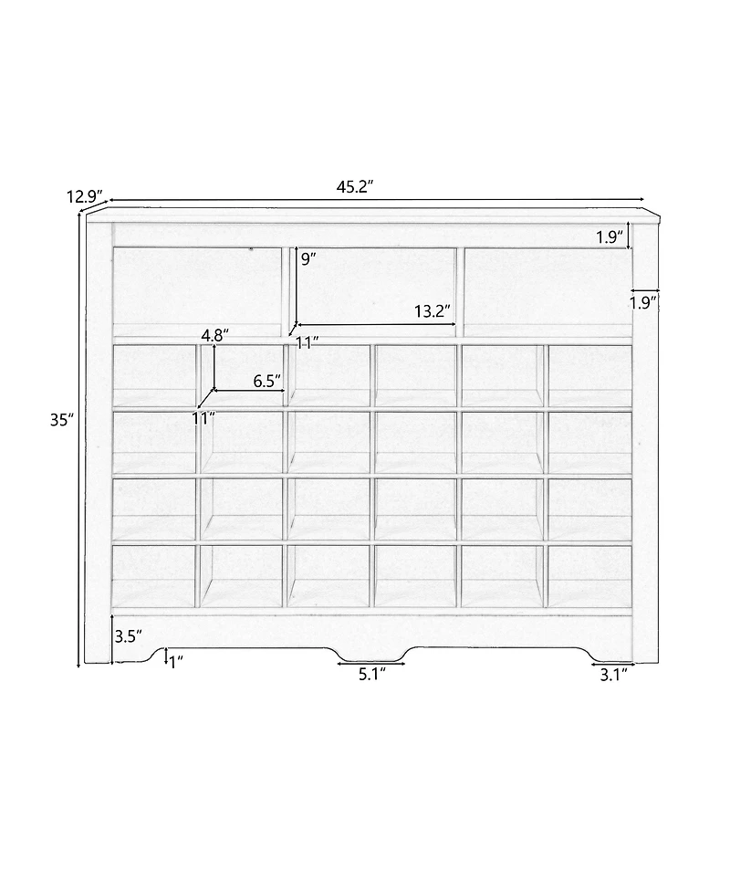 Rainsken Sleek Design 24 Shoe Cubby Console, 5-Tier Storage Cabinet with Curved Base, Freestanding Shoe Organizer for Hallway