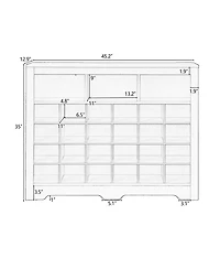 Rainsken Sleek Design 24 Shoe Cubby Console, 5-Tier Storage Cabinet with Curved Base, Freestanding Shoe Organizer for Hallway
