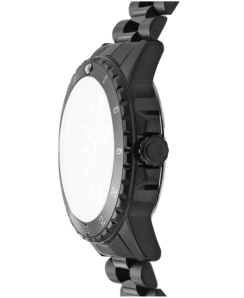 Dkny Men's Sport Watch Black Dial Black Stainless Steel Bracelet Watch, 43mm