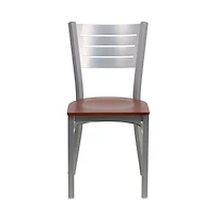 Emma+Oliver 2 Pack Silver Slat Back Metal Restaurant Chair