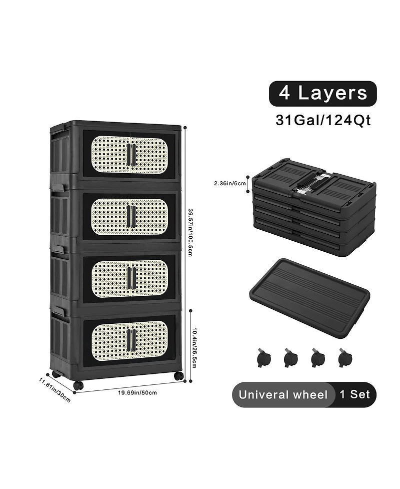 Streamdale Furniture American Retro Folding Storage Cabinet with Wheels