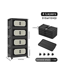 Streamdale Furniture American Retro Folding Storage Cabinet with Wheels