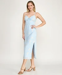 Beauty & Grace Juniors' Embroidered Midi Dress