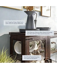 Yigii Elegant Multi Use Cabinet with Glass Doors for Home Decor