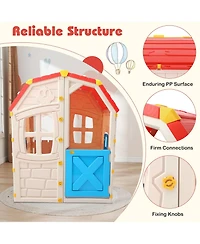 Mecale Kids Indoor/Outdoor Playhouse with Opening Windows and Door, Pretend Play House