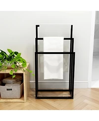 Rainsken 3 Tier Metal Towel Rack, Freestanding Towel Holder, Modern Standing Towels Drying Rack for Bedroom