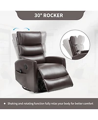Boyel Living Manual Recliner Chair with Heat & Massage for Room, Faux Leather - Rocker Swivel Chair.