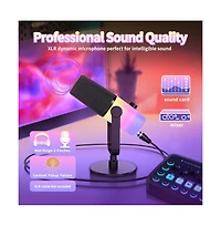 Zealsound Xlr/Usb Gaming Podcast Microphone - Rgb Lights, One-Touch Mute, 3.5mm Monitor Jack & Volume Knob for Pc/Mac/PS4/PS5/Phone