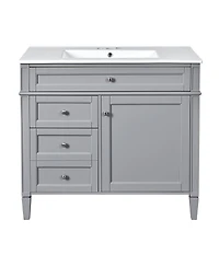 Sillysis 36" Modern Bathroom Vanity with Sink, Solid Wood Cabinet, Soft Close Drawers & Tip-Out Storage