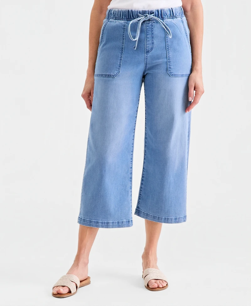 Style & Co Women's Cropped High Rise Wide-Leg Jeans, Macy's Exclusive