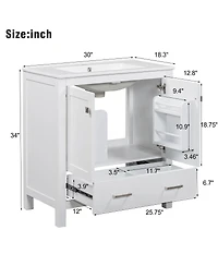 Sillysis 30" Bathroom Vanity with Sink, Solid Wood Cabinet & Soft Close Doors, Drawer Storage for Modern Bathrooms