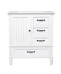 Sillysis 30" Modern Bathroom Vanity with Ceramic Sink, Freestanding Acacia Wood Mdf Cabinet 3 Drawers & Door