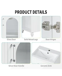 Sillysis 20" Bathroom Vanity with Ceramic Sink, Mdf Storage Cabinet, Adjustable Shelf and Toilet Paper Holder for Small Bathrooms