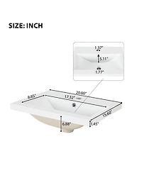 Sillysis 20" Bathroom Vanity with Ceramic Sink, Mdf Storage Cabinet, Adjustable Shelf and Toilet Paper Holder for Small Bathrooms
