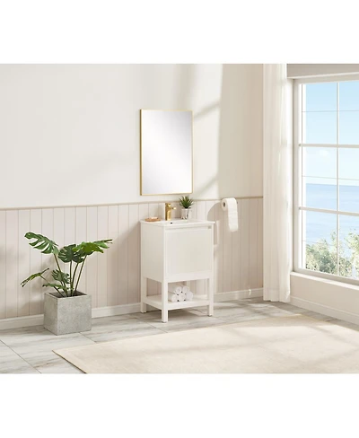 Sillysis 20" Solid Wood Bathroom Vanity with Sink & Door-Mounted Shelf, Modern Compact Pre-Assembled for Small Spaces-Sillysis
