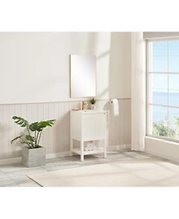Sillysis 20" Solid Wood Bathroom Vanity with Sink & Door-Mounted Shelf, Modern Compact Pre-Assembled for Small Spaces-Sillysis