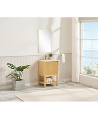 Sillysis 20" Solid Wood Bathroom Vanity with Sink & Door-Mounted Shelf, Modern Compact Pre-Assembled for Small Spaces-Sillysis