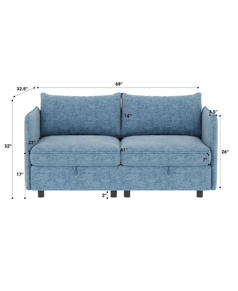 Streamdale Furniture Love Seat Couches, 2 Seater Loveseat Mid Century Modern Sofa Couch With Storage