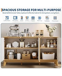 gaomon 58” Wood Modern-Farmhouse 4 Door Adjustable Shelf Sideboard Furniture