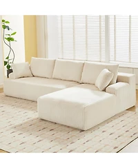 gaomon Cloud Sectional Couch 106" Modern L-Shape Corner Modular Upholstered Sofa with Loveseat Chaise Deep Seat Plush Corduroy Fabric Foam Cushio