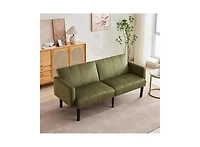 gaomon 75.5” Convertible Futon Sofa Bed, Linen Flannel Small Couch Sofa with Wood Legs & 700lbs Capacity