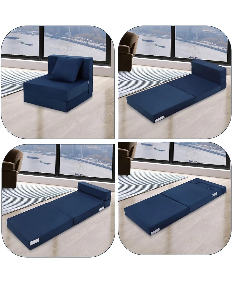 gaomon Memory Foam Folding Sofa Bed – Convertible Futon Chair with Pillow for Living Room, Bedroom or Dorm