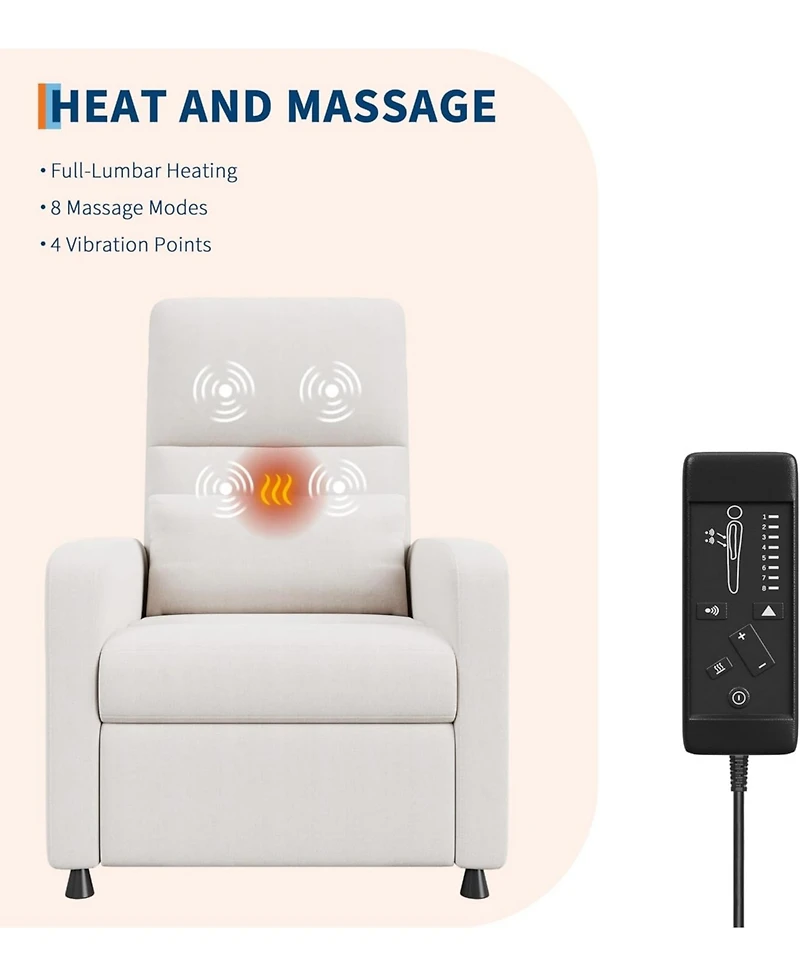 gaomon Power Recliner Chair with Massage and Heat, Adjustable Electric Recliner Ergonomic Overstuffed Tall Back, Padded Seat