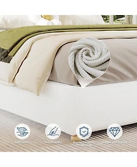 gaomon King Cloud Bed Frame, Corduroy Soft Fabric Low Bed Frames with Solid Wood Round Legs, King Size Platform Bed Without Headboard, Noiseless