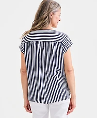 Style & Co Petite Striped Short-Sleeve Top, Macy's Exclusive