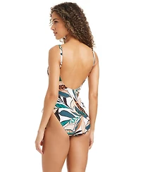 Bar Iii Women's Safari Chic Over-The-Shoulder Mio One-Piece Swimsuit, Macy's Exclusive