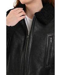 Frye Women's Nappa Leather Jacket with Faux Shearling Lining