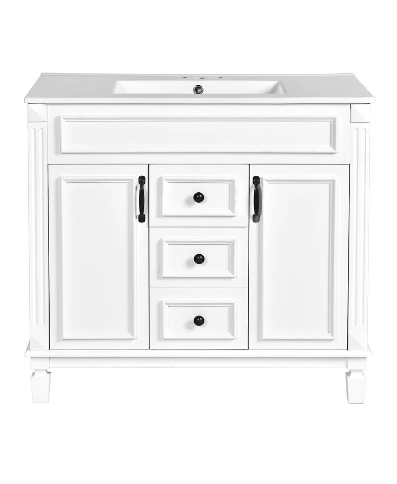 Sillysis Bathroom Vanity with Sink, Solid Wood Cabinet, Soft Close Doors and