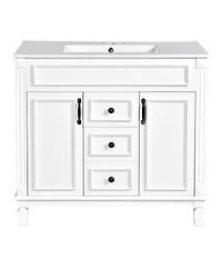Sillysis Bathroom Vanity with Sink, Solid Wood Cabinet, Soft Close Doors and