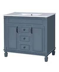 Sillysis 36" Modern Bathroom Vanity with Sink, Solid Wood Cabinet, Soft Close Doors and Drawers