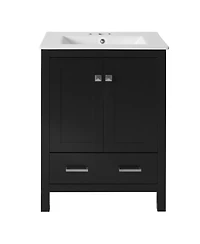 Sillysis 24" Bathroom Vanity with Sink, Solid Wood Frame, Soft Close Doors & Ample Storage for Small Spaces