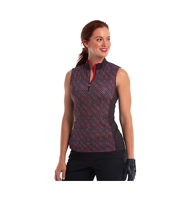 Ep Ny Women's York Bias Geo Dot Print Sleeveless Golf Polo