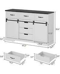 gaomon Farmhouse 6 Drawer Dresser with Sliding Barn Doors, Wooden Tv Stand for Living Room