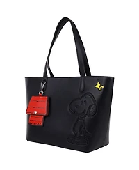 Peanuts Danielle Nicole Peanuts Snoopy Minimal Black Tote Bag with Doghouse Cardholder