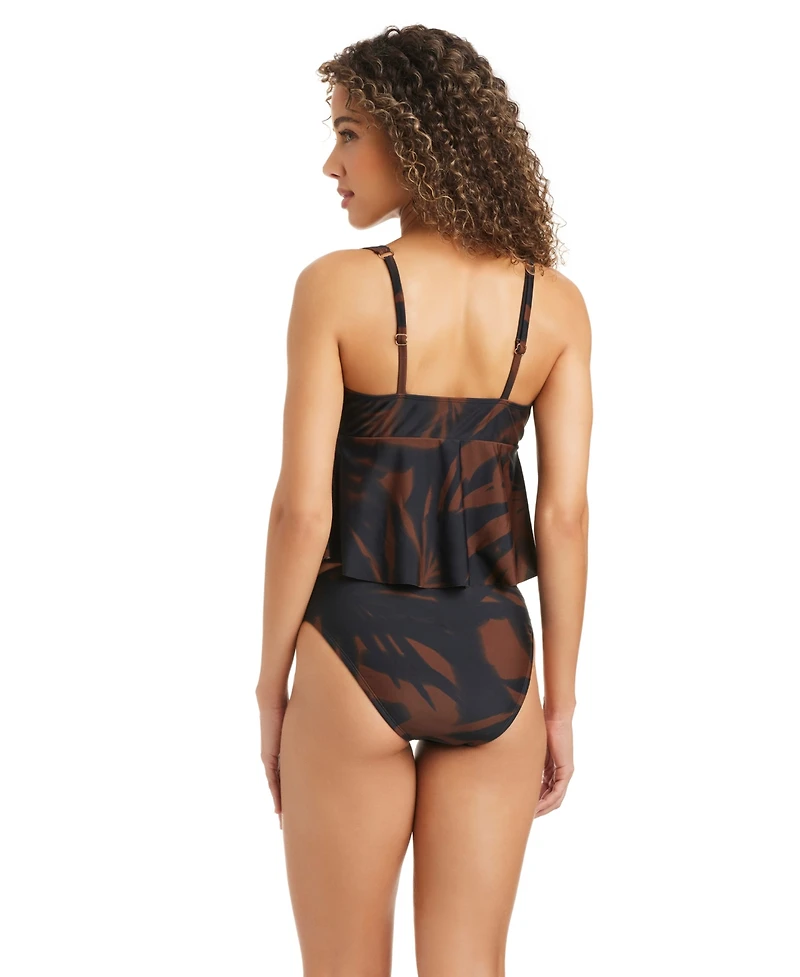 Bar Iii Women's Palm Breeze Fly Away Over-The-Shoulder Tankini, Macy's Exclusive