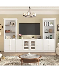 Streamdale Furniture W Entertainment Center with Bookshelves & Glass Cabinets