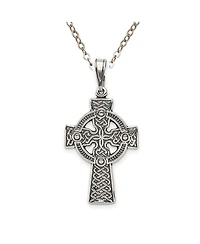 Curata Jewelry 925 Sterling Silver 18 Inch Large Oxidized Irish Claddagh Celtic Trinity Knot Religious Faith Cross Necklace 36x19mm Pendant Necklace