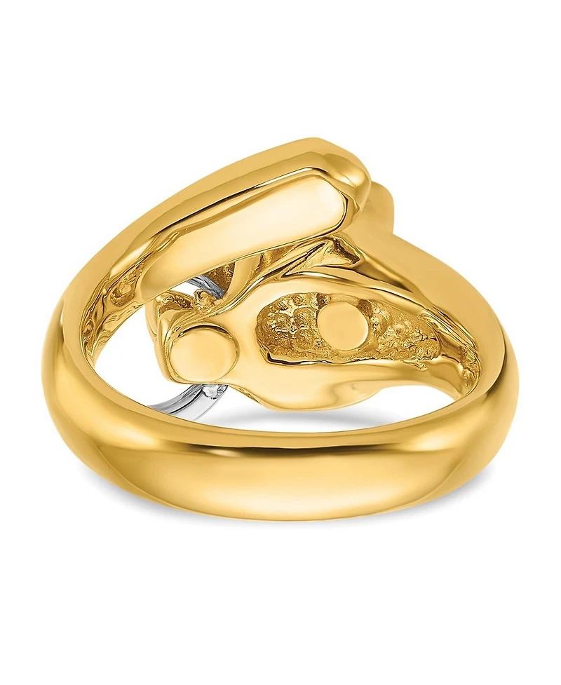 Curata Jewelry Solid 18k Two-tone Gold Adjustable Polished Panther Ring