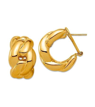 Curata Jewelry Solid 18k Gold 22x14mm Curb Link Omega Back Earrings