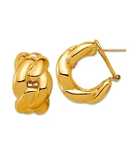 Curata Jewelry Solid 18k Gold 22x14mm Curb Link Omega Back Earrings