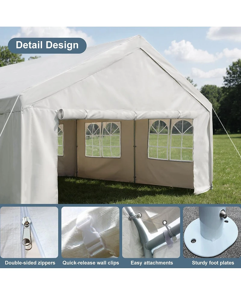 Streamdale Furniture Carport Canopy Gazebo Removable Sidewalls & Ground Tubes