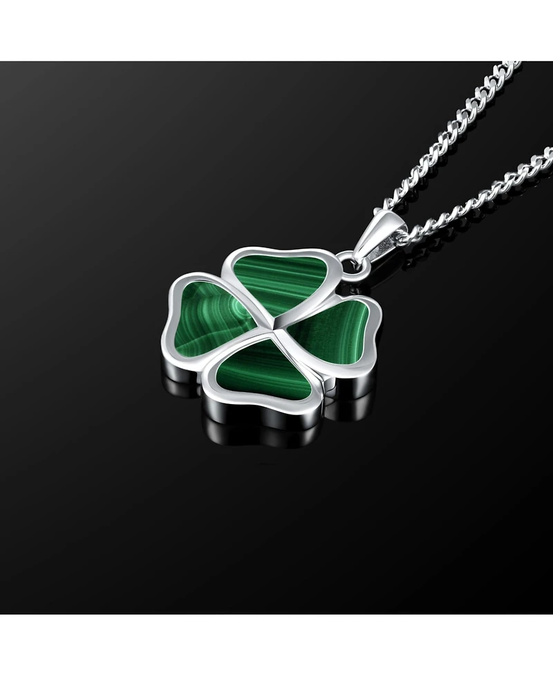 Vincero Men's Clover Pendant – Malachite 21" Chain