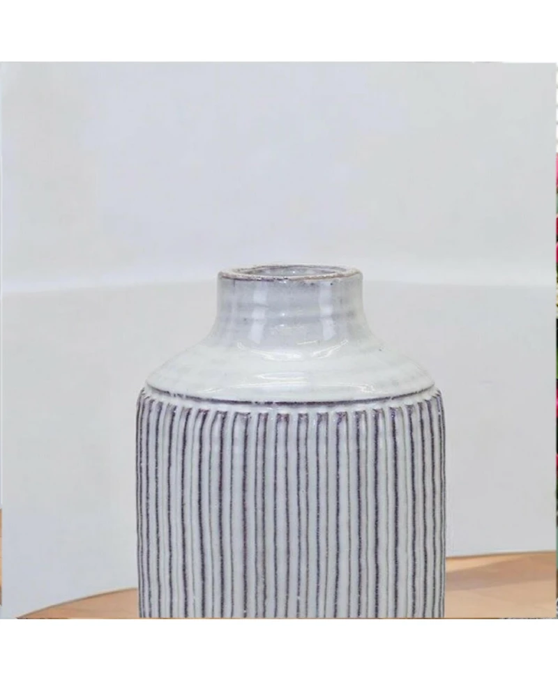 Slickblue Rustic Ribbed Terra Cotta Vase Charming Home Decor Accent